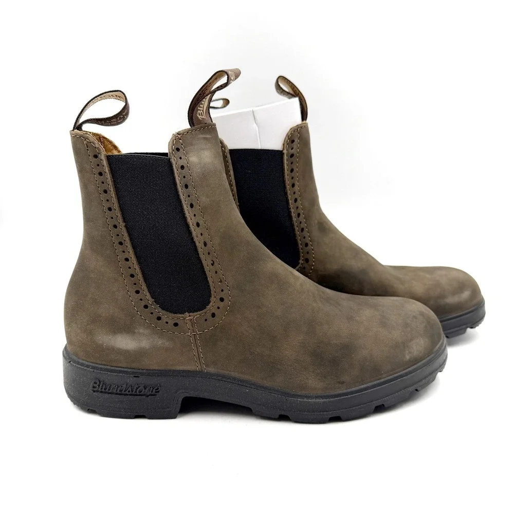 Blundstone 1351 Originals Chelsea Boots Rustic Brown Brogue Women US 8.5
